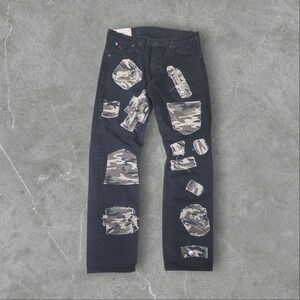 Polo By Ralph Lauren Jeans Mens 30x30 Black Camo Patchwork Mampton Straight Y2K‎
